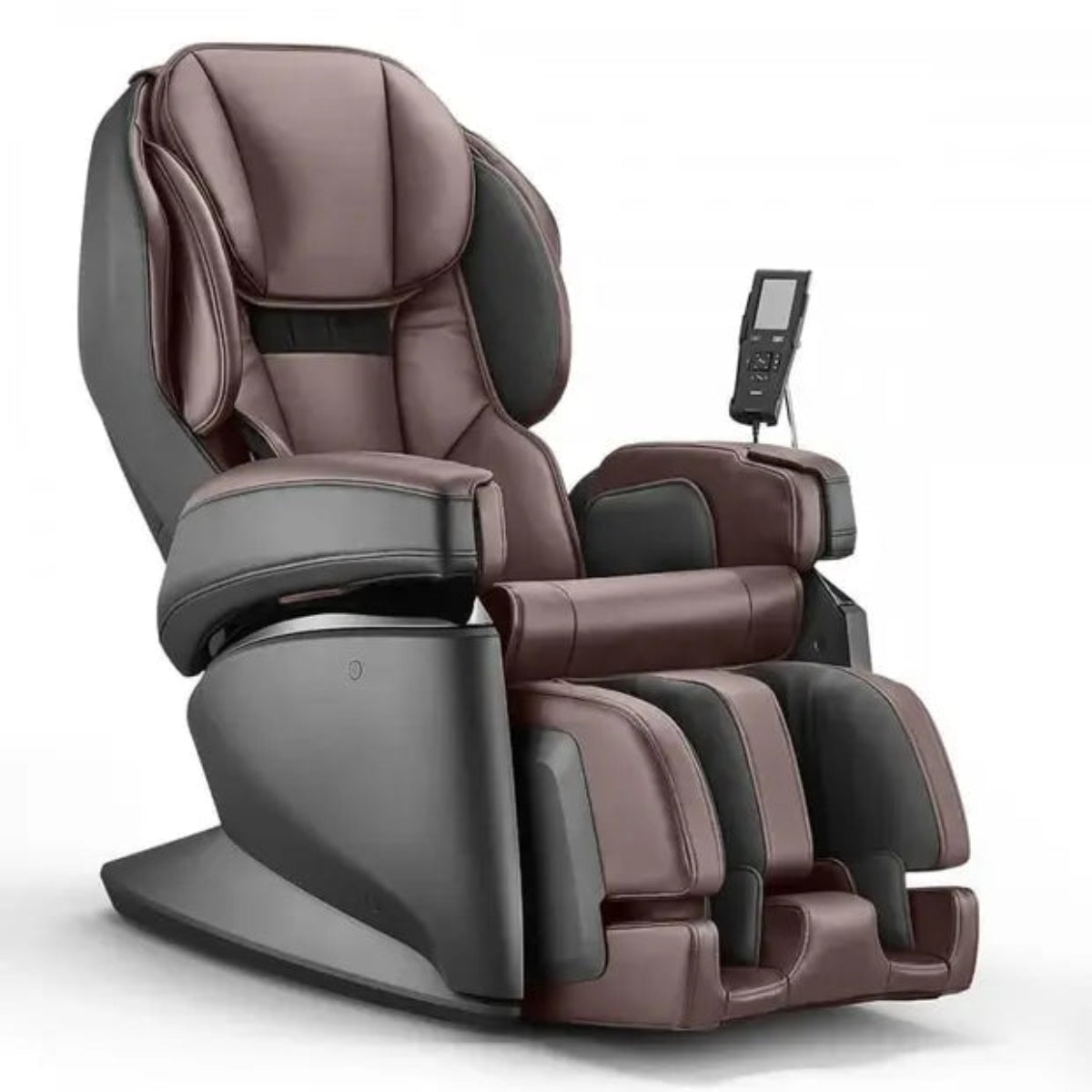 Massage chair with brown and gray design on a white background