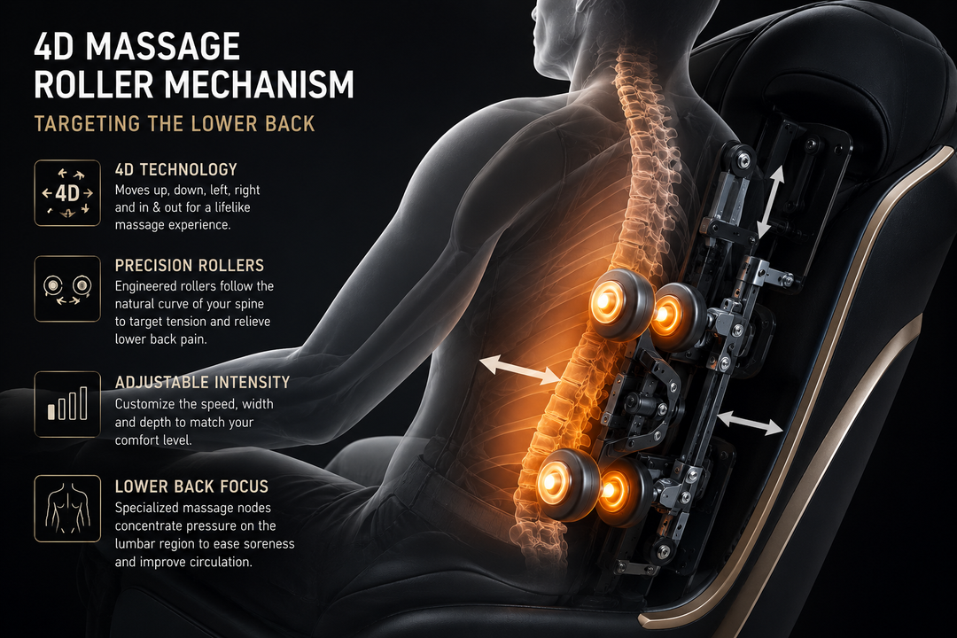 4D massage targeting lower back comfort
