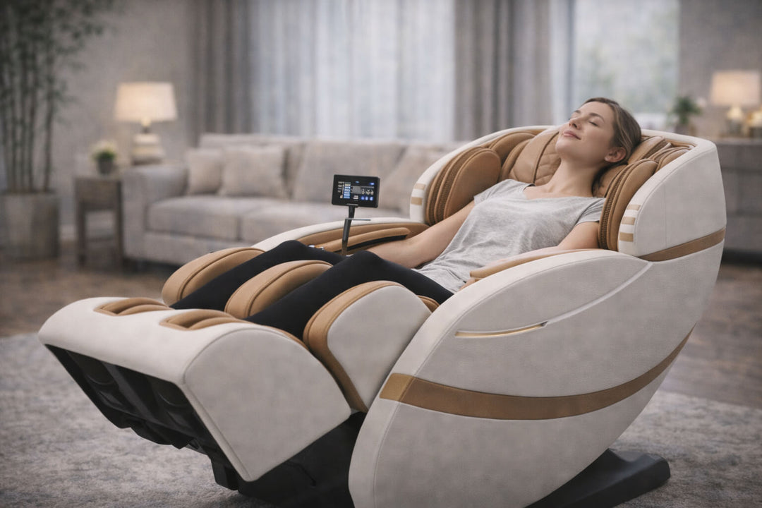 Photo of a high-quality image of a person relaxing in a zero-gravity chair-Zebra-massage-chairs