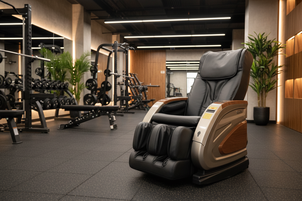 Infinity IT-6900 commercial massage chair in a modern gym recovery area
