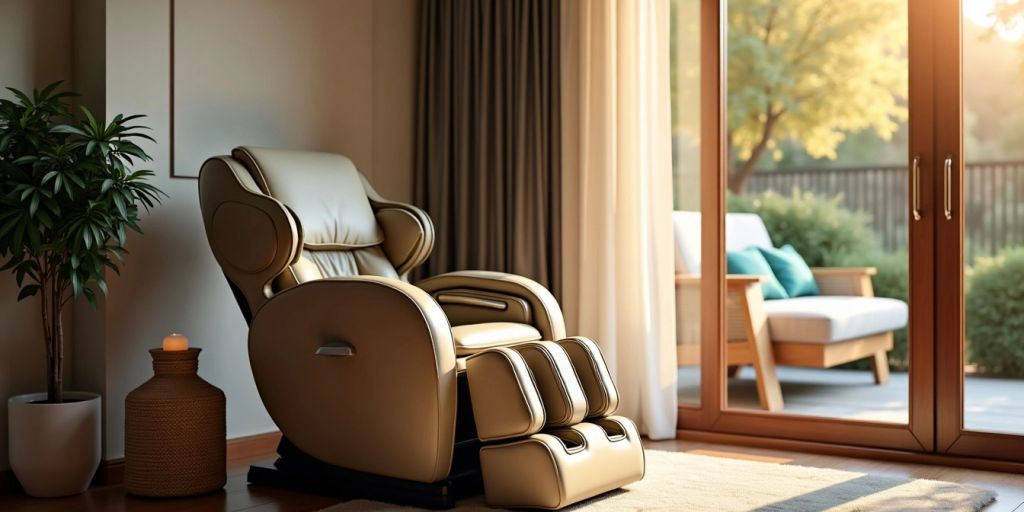 Luxurious massage chair in cozy living room