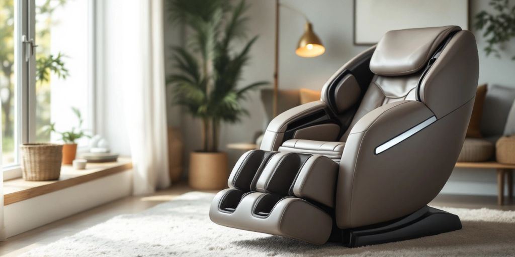 Cozy living room with a pre-owned massage chair.