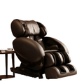 Brown Infinity IT-8500 X3 massage chair beside a side table 2