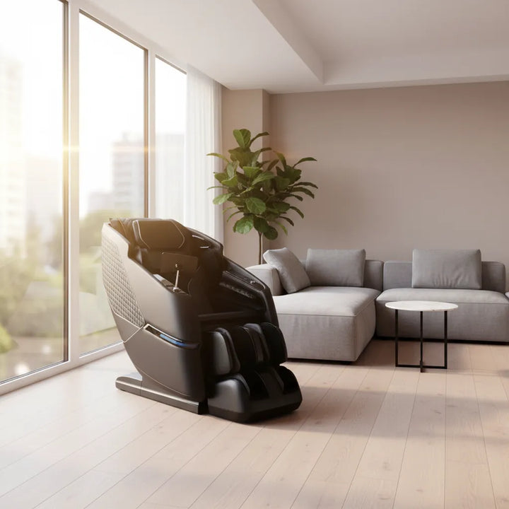 Black massage chair on a white background