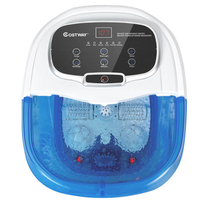 Heated Foot Bath Massager with Shiatsu Rollers, Red Light & Adjustable Shower
