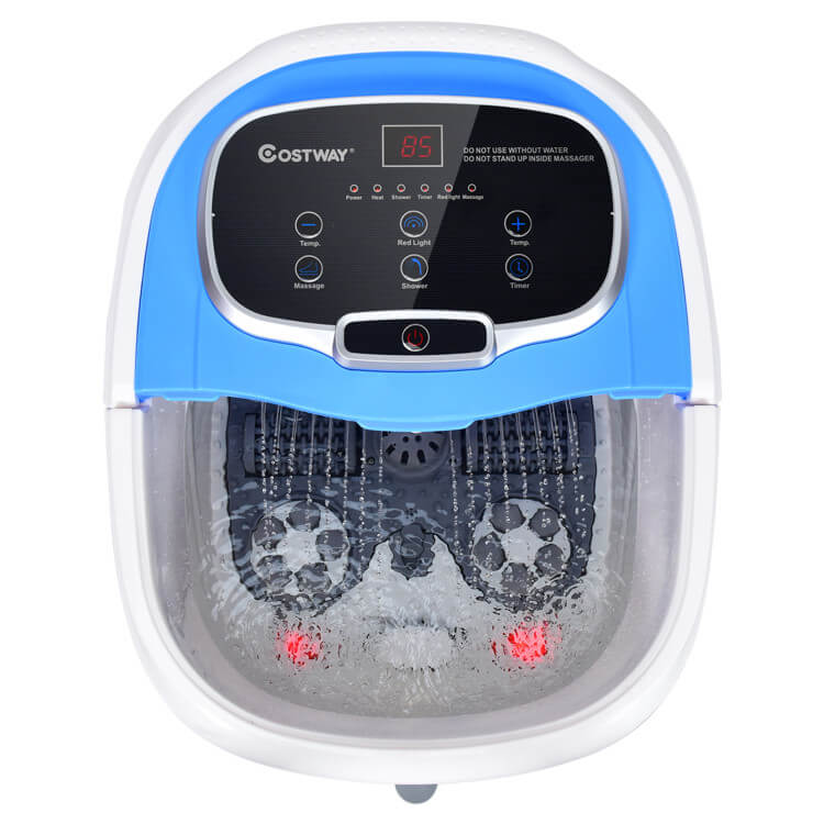 Heated Foot Bath Massager with Shiatsu Rollers, Red Light & Adjustable Shower