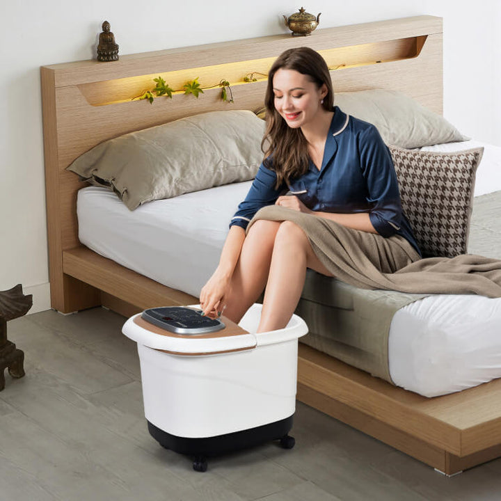 Heated Foot Bath Massager with Shiatsu Rollers, Red Light & Adjustable Shower