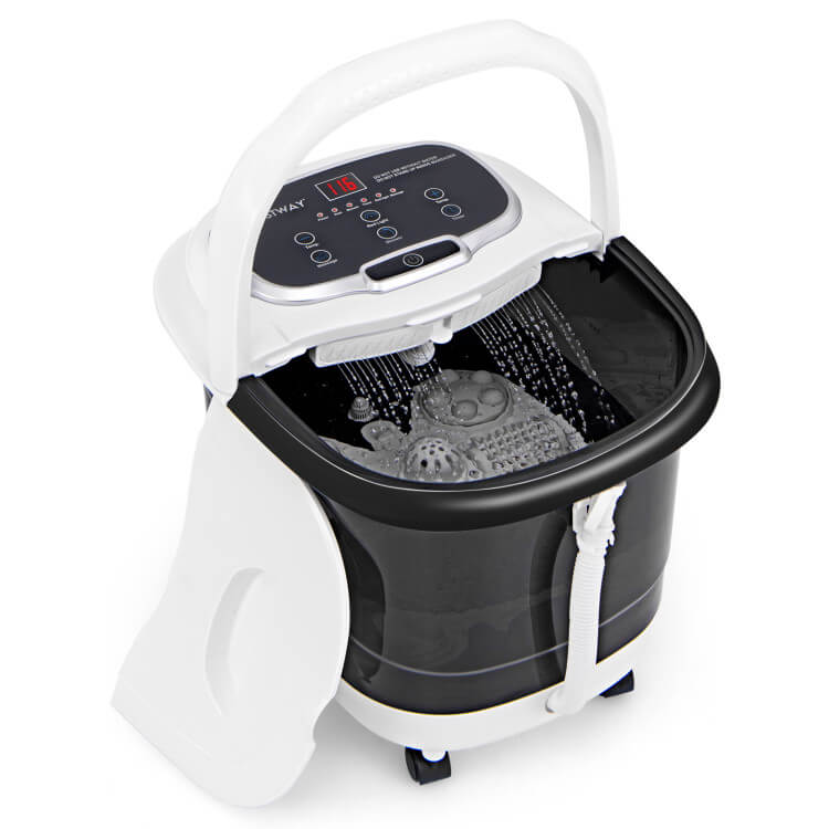Heated Foot Bath Massager with Shiatsu Rollers, Red Light & Adjustable Shower