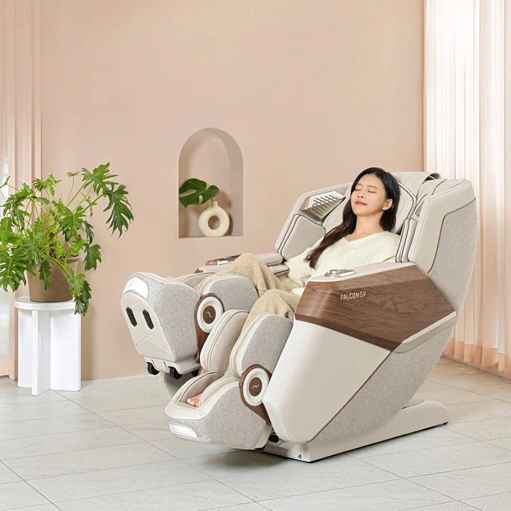 Beige Falcon SV Massage Chair | Compact Luxury, Robo-Walking