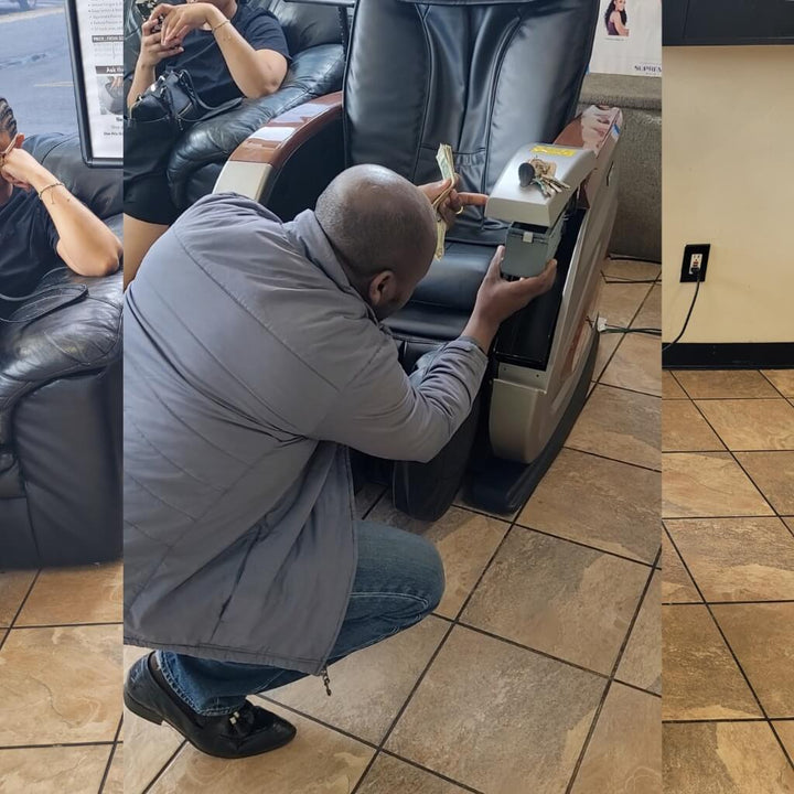 Black with Wood Grain Infinity IT 6900 | Commercial Vending Massage Chairs