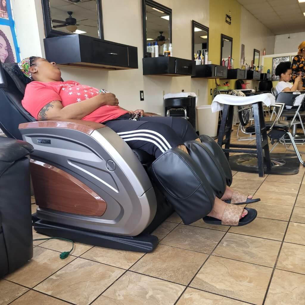 Black with Wood Grain Infinity IT 6900 | Commercial Vending Massage Chairs