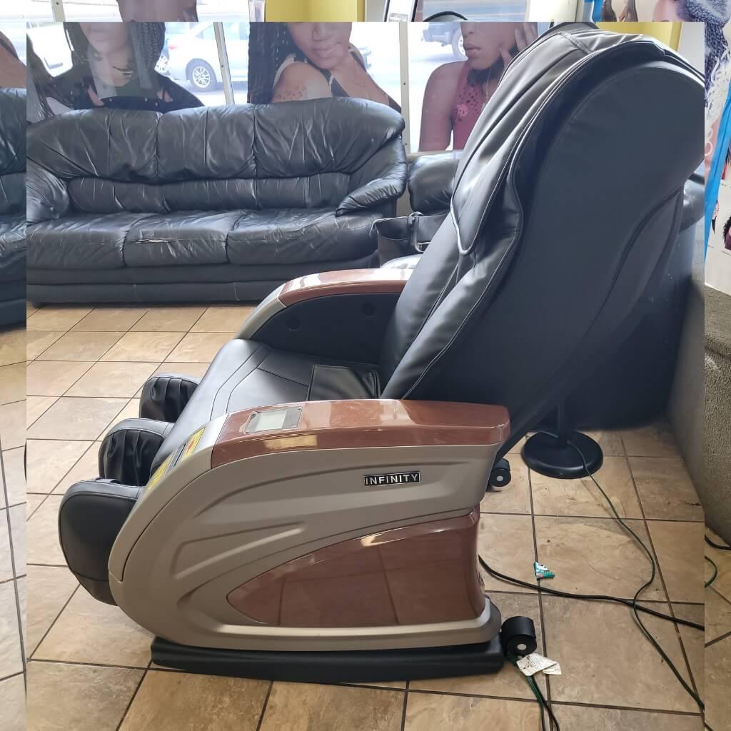 Black with Wood Grain Infinity IT 6900 | Commercial Vending Massage Chairs