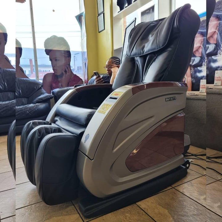 Black with Wood Grain Infinity IT 6900 | Commercial Vending Massage Chairs