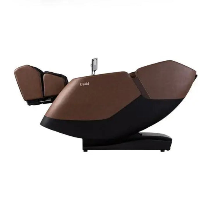 Brown massage chair with 'Osaki' branding on a white background