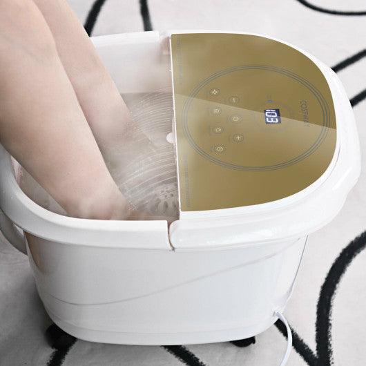Foot Spa Bath Massager with 3-Angle Shower and Motorized Rollers-Coffee