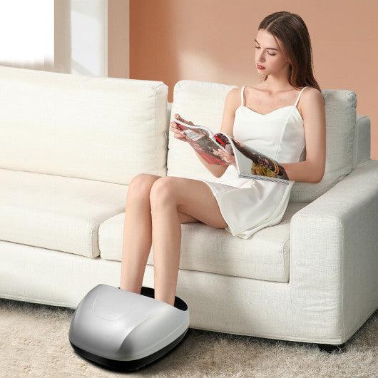 Shiatsu Foot Massager with Heat Kneading Rolling Scraping Air Compression-Silver